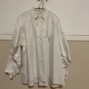 Maje White Ruffled Collar Neck Blouse